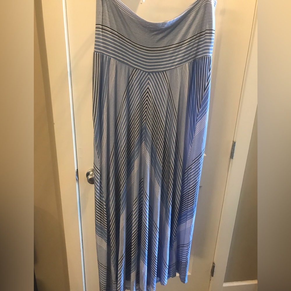 Motherhood Maternity Blue White Striped Maxi Skirt size Large